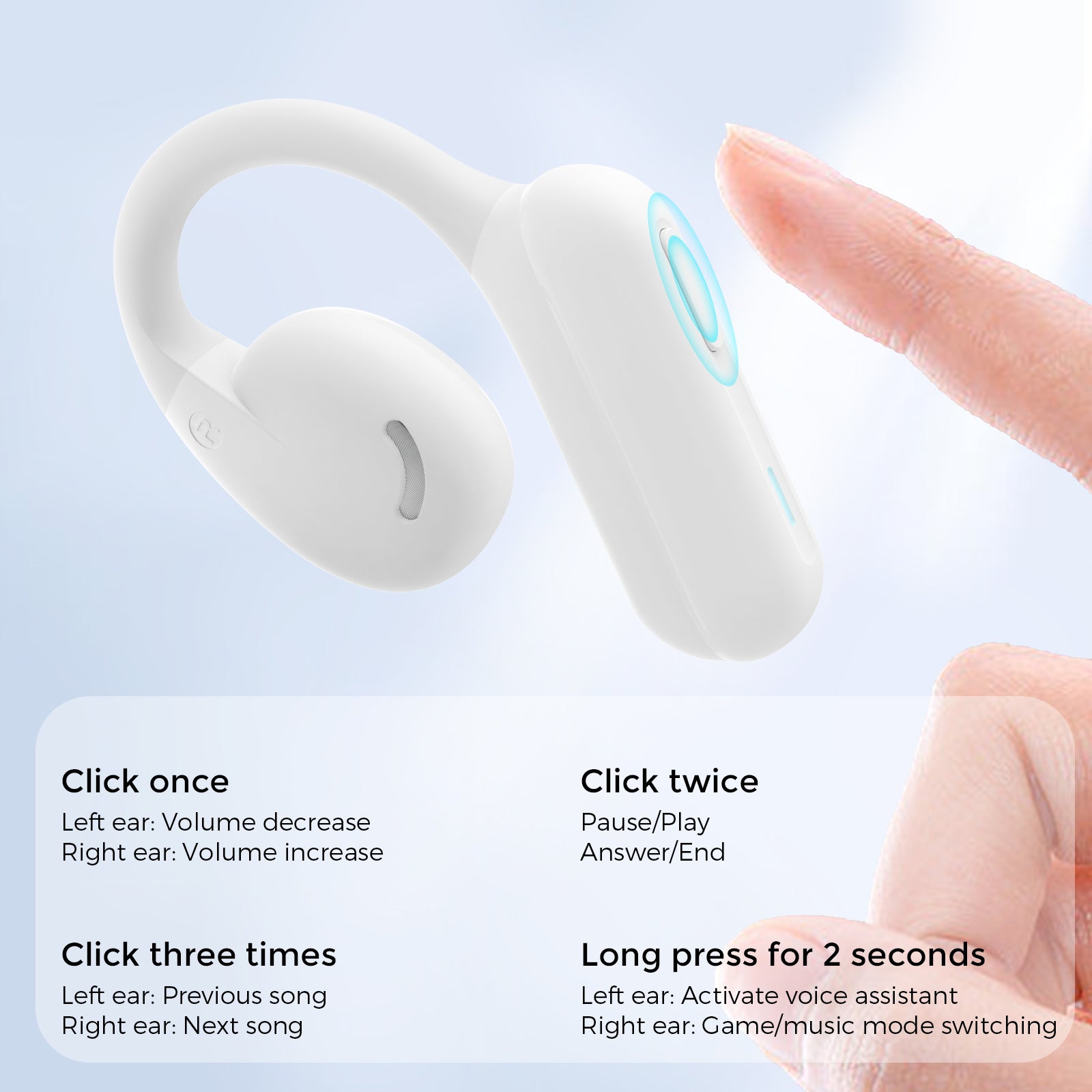 AHASTYLE WG134 Silicone Ear Loop Headphone Open Ear Wireless Bluetooth Earphones AHASTYLE WG134 Silicone Ear Loop Headphone Open Ear Wireless Bluetooth Earphones
